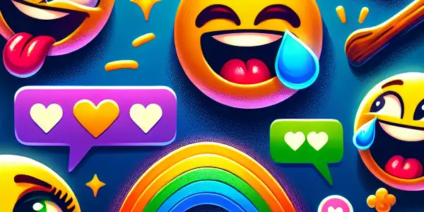 A colorful collection of emoji-style stickers humorously discussing adult films in a lively chat room setting.